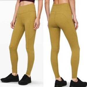 Lululemon Fast and Free High-Rise Tight 28" *Non-Reflective Suede Yellow, Size 6